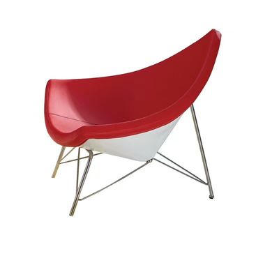 Replica Fiberglass Coconut Modern Accent Chairs With Red Upholstered