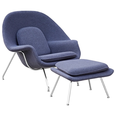 Modern Womb Accent Lounge Chairs , Wool / Leather Modern Style Chairs With Ottoman