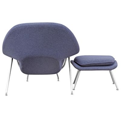 Modern Womb Accent Lounge Chairs , Wool / Leather Modern Style Chairs With Ottoman