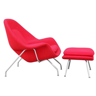 Modern Womb Accent Lounge Chairs , Wool / Leather Modern Style Chairs With Ottoman