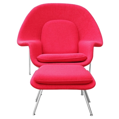 Modern Womb Accent Lounge Chairs , Wool / Leather Modern Style Chairs With Ottoman