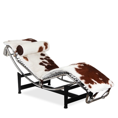 Le Corbusier LC4 Replica Indoor Chaise Lounge Chair With Leather And Stainless Frame