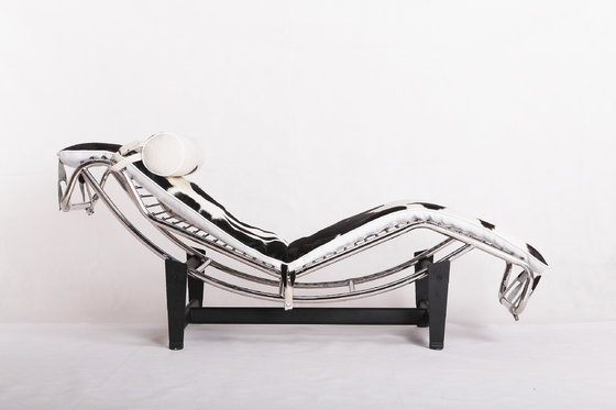 Le Corbusier LC4 Replica Indoor Chaise Lounge Chair With Leather And Stainless Frame
