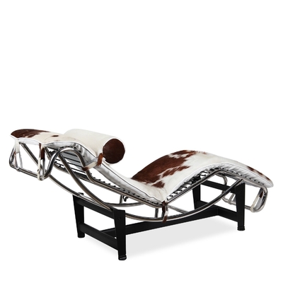 Le Corbusier LC4 Replica Indoor Chaise Lounge Chair With Leather And Stainless Frame