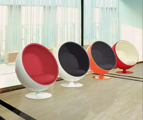 Swivel Ball Modern Sitting Chairs In Fiberglass And Fabric Cushion Inside