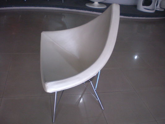 Replica Fiberglass Coconut Modern Accent Chairs With Red Upholstered