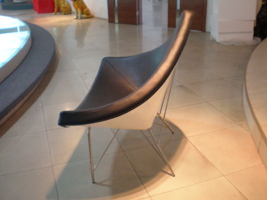 Replica Fiberglass Coconut Modern Accent Chairs With Red Upholstered