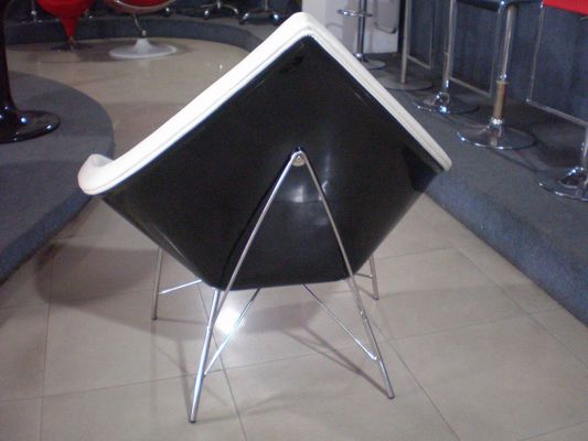 Replica Fiberglass Coconut Modern Accent Chairs With Red Upholstered