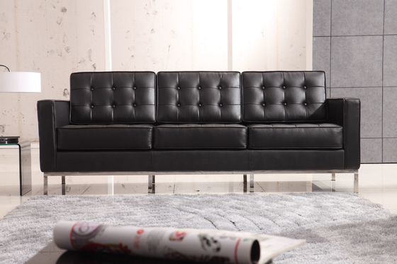 Type décontracté de sofa de salon de noir de cuir de monticule contemporain classique de Florence