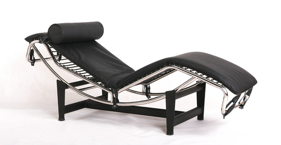 Chaise longue en cuir de meubles de reproduction vraie, salon moderne bas de cabriolet de fer d'intérieur