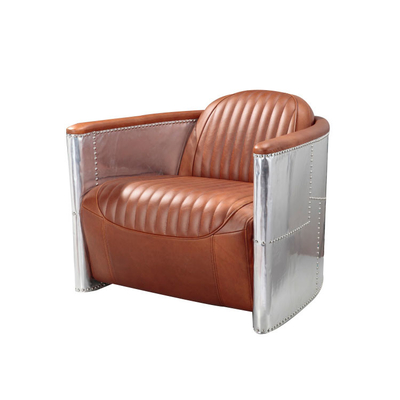 Feuille à la maison moderne d'aluminium de couleur de cuir de Brown de chaise de sofa d'aviateur de meubles